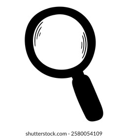 Hand drawn doodle magnifying glass isolated on white background. Vector illustration.