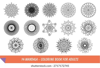 Dibujado a mano doodle mandalas Paquete. Mandalas florales y abstractos gran colección para colorear libro. Conjunto de adornos de círculo Ilustración vectorial