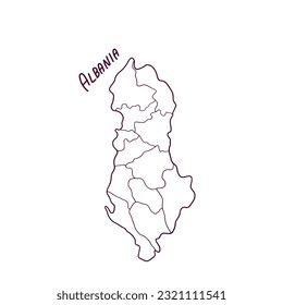 Hand Drawn Doodle Map Of Albania. Vector Illustration