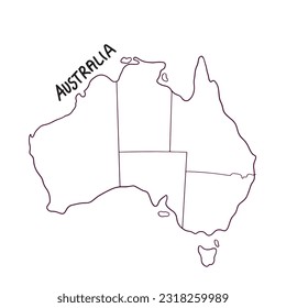 hand drawn doodle map of Australia