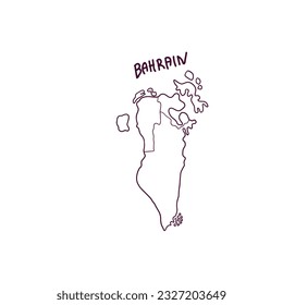 Handgezeichnete Doodle-Karte von Bahrain. Vektorgrafik