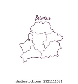 Hand Drawn Doodle Map Of Belarus. Vector Illustration