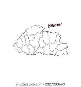 Hand Drawn Doodle Map Of Bhutan. Vector Illustration