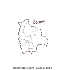 Hand Drawn Doodle Map Of Bolivia. Vector Illustration