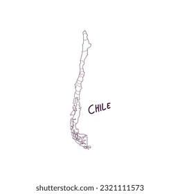 Hand Drawn Doodle Map Of Chile. Vector Illustration