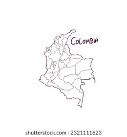 Hand Drawn Doodle Map Of Colombia. Vector Illustration