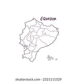 Hand Drawn Doodle Map Of Equador. Vector Illustration