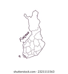 Hand Drawn Doodle Map Of Finland. Vector Illustration