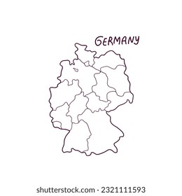 Hand Drawn Doodle Map Of Germany. Vector Illustration