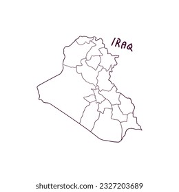 Hand Drawn Doodle Map Of Iraq. Vector Illustration