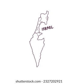 Hand Drawn Doodle Map Of Israel. Vector Illustration
