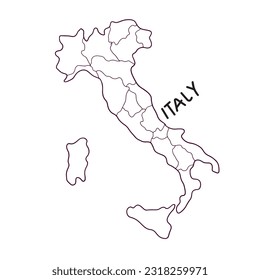 hand drawn doodle map of Italy