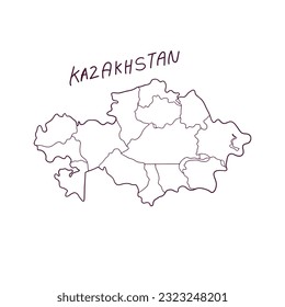 Hand Drawn Doodle Map Of Kazakhstan. Vector Illustration