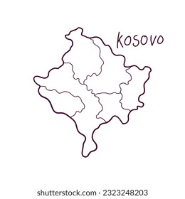 Hand Drawn Doodle Map Of Kosovo. Vector Illustration