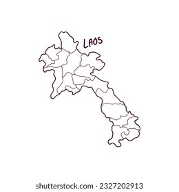 Hand Drawn Doodle Map Of Laos. Vector Illustration