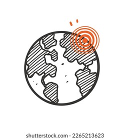 mapa de doodle dibujado a mano escala de la ilustración del icono de terremoto vector