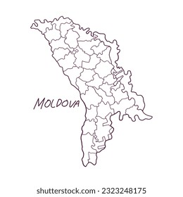 Handgezeichnete Doodle-Karte von Moldawien. Vektorgrafik
