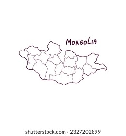 Hand Drawn Doodle Map Of Mongolia. Vector Illustration