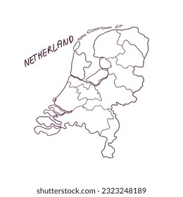 Hand Drawn Doodle Map Of Netherland. Vector Illustration