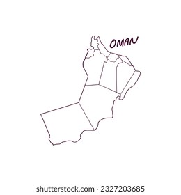 Hand Drawn Doodle Map Of Oman. Vector Illustration