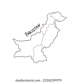 hand drawn doodle map of Pakistan