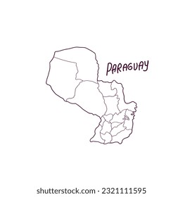 Handgezeichnete Doodle-Karte von Paraguay. Vektorgrafik