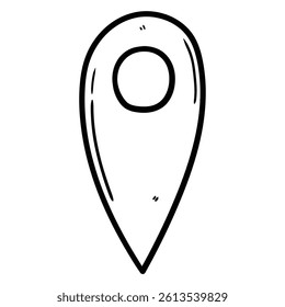 Hand drawn doodle map pin icon isolated on white background. Vector illustration.