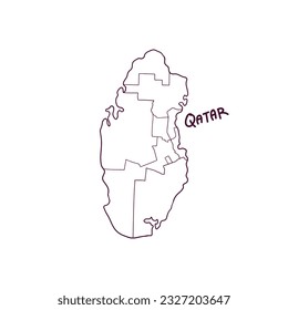 Hand Drawn Doodle Map Of Qatar. Vector Illustration