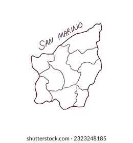 Hand Drawn Doodle Map Of San Marino. Vector Illustration