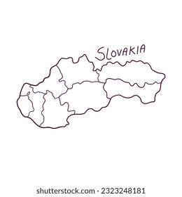 Hand Drawn Doodle Map Of Slovakia. Vector Illustration