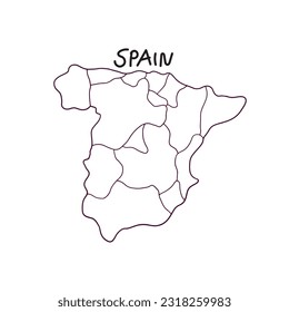 hand drawn doodle map of Spain