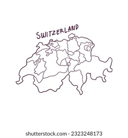 Handgezeichnete Doodle-Karte der Schweiz. Vektorgrafik