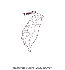 Hand Drawn Doodle Map Of Taiwan. Vector Illustration
