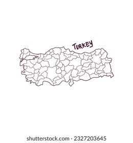 Hand Drawn Doodle Map Of Turkey. Vector Illustration