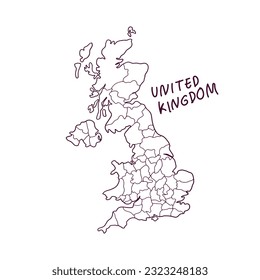 Hand Drawn Doodle Map Of United Kingdom. Vector Illustration