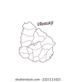 Hand Drawn Doodle Map Of Uruguay. Vector Illustration