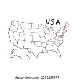 hand drawn doodle map of USA