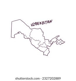 Hand Drawn Doodle Map Of Uzbekistan. Vector Illustration