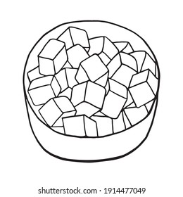 Hand drawn doodle mapo tofu. Chinese cuisine dish. Design sketch element for menu cafe, restaurant, label and packaging. Vector illustration on a white background.