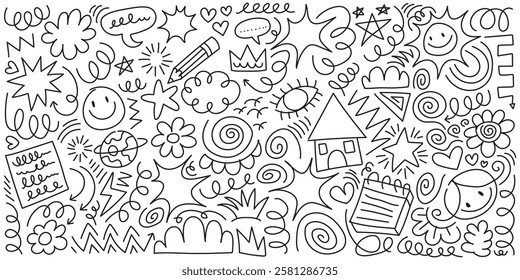 Hand drawn doodle marker simple doodle element isolated on white background