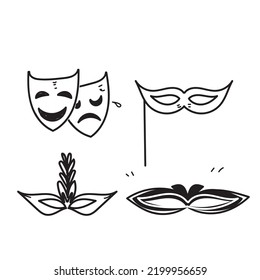 hand drawn doodle Masquerade mask vector  illustration