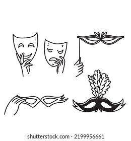 hand drawn doodle Masquerade mask vector  illustration