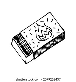 Caja de doodle dibujada a mano. Coincidencias. Vector clipart. Esquema.