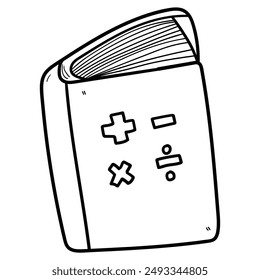 Hand drawn doodle math textbook isolated on white background. Vector illustration.