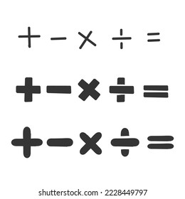 hand drawn doodle Mathematical symbols collection isolated