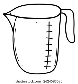 Hand drawn doodle measuring cup isolated on a white background. Vector illustration.