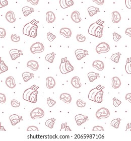 hand drawn doodle meat pattern vector