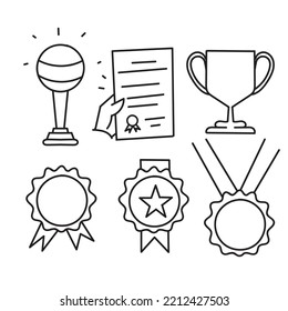 hand drawn doodle medal award illustration vector