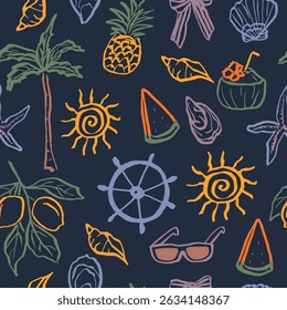 Handgezeichnete Doodle mediterranen Sommerurlaub Hintergrund