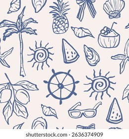 Hand drawn doodle mediterranean summer vacation background